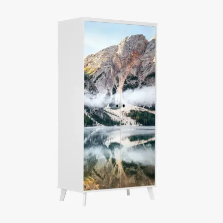 Wardrobe sticker misty alpine lake reflection • Wallissimo®