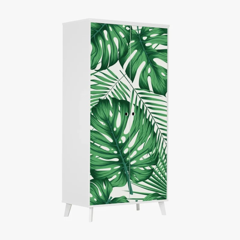 Wardrobe sticker tropical monstera and palm leaves pattern