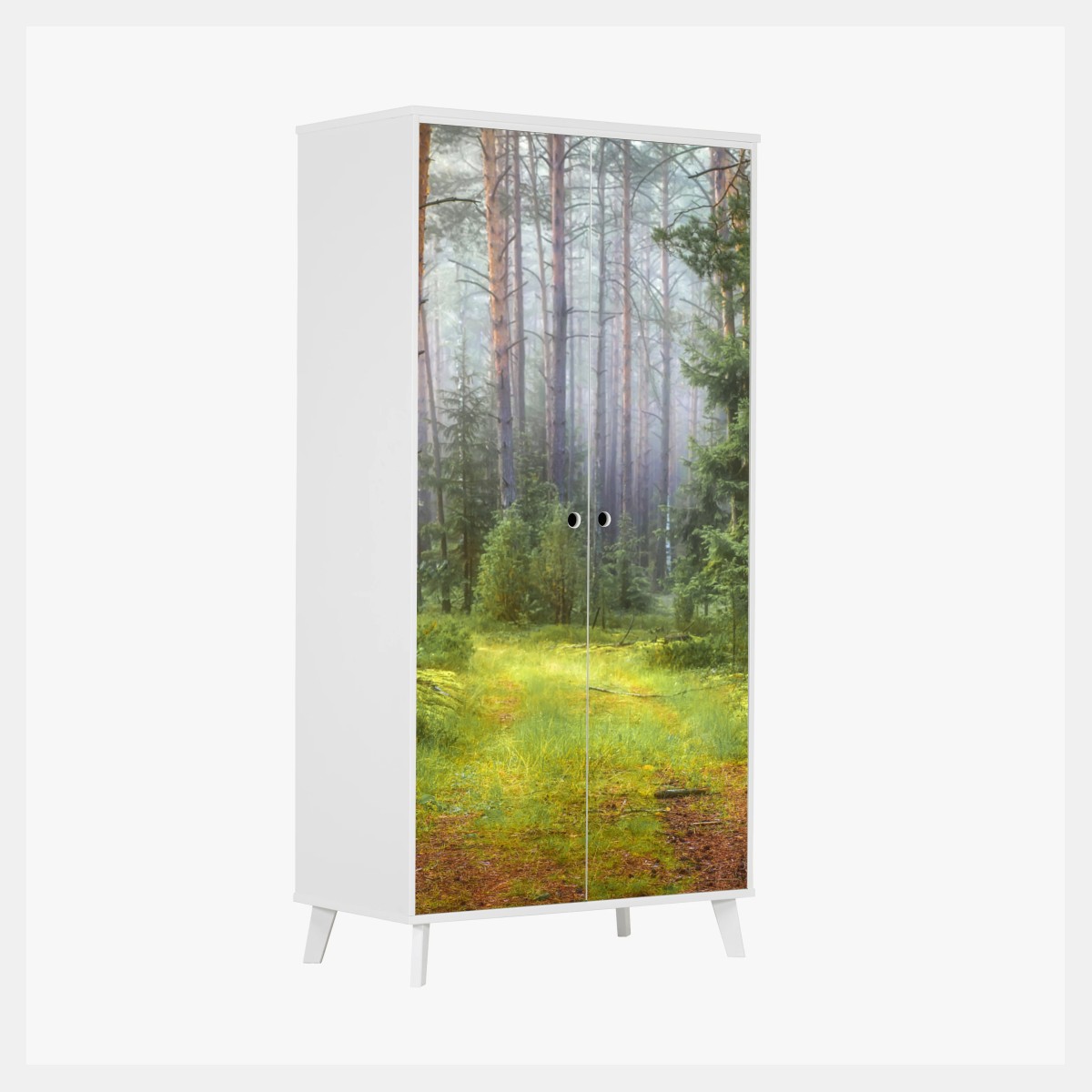 Wardrobe sticker misty pine forest trail • Wallissimo® Wardrobe sticker misty pine forest trail • Wallissimo®