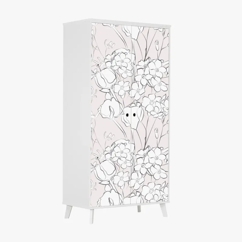 Wardrobe sticker delicate pastel floral design