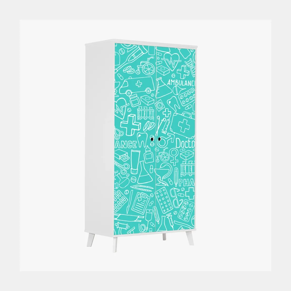 Wardrobe sticker turquoise medical icons seamless pattern • Wallissimo®