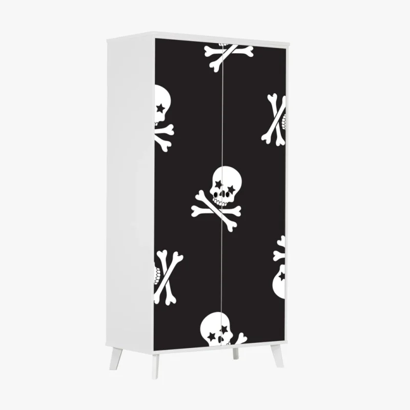 Wardrobe sticker skull and crossbones seamless pattern