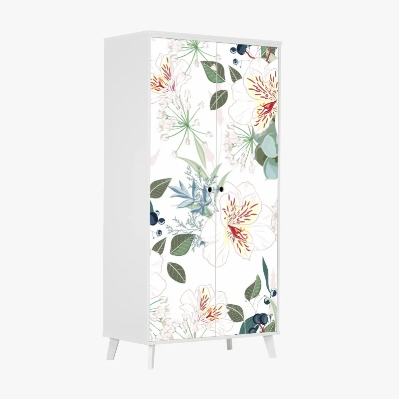 Wardrobe sticker delicate pastel floral pattern
