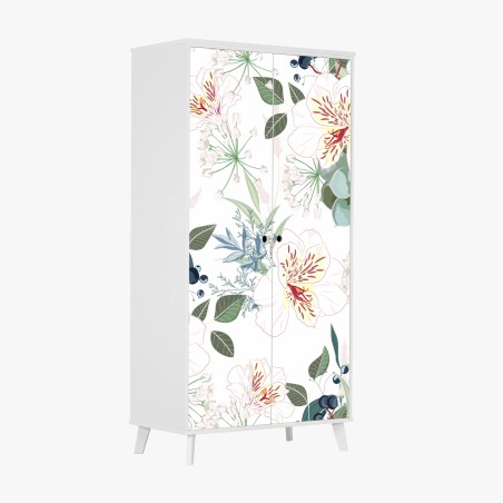 Wardrobe sticker delicate pastel floral pattern • Wallissimo®
