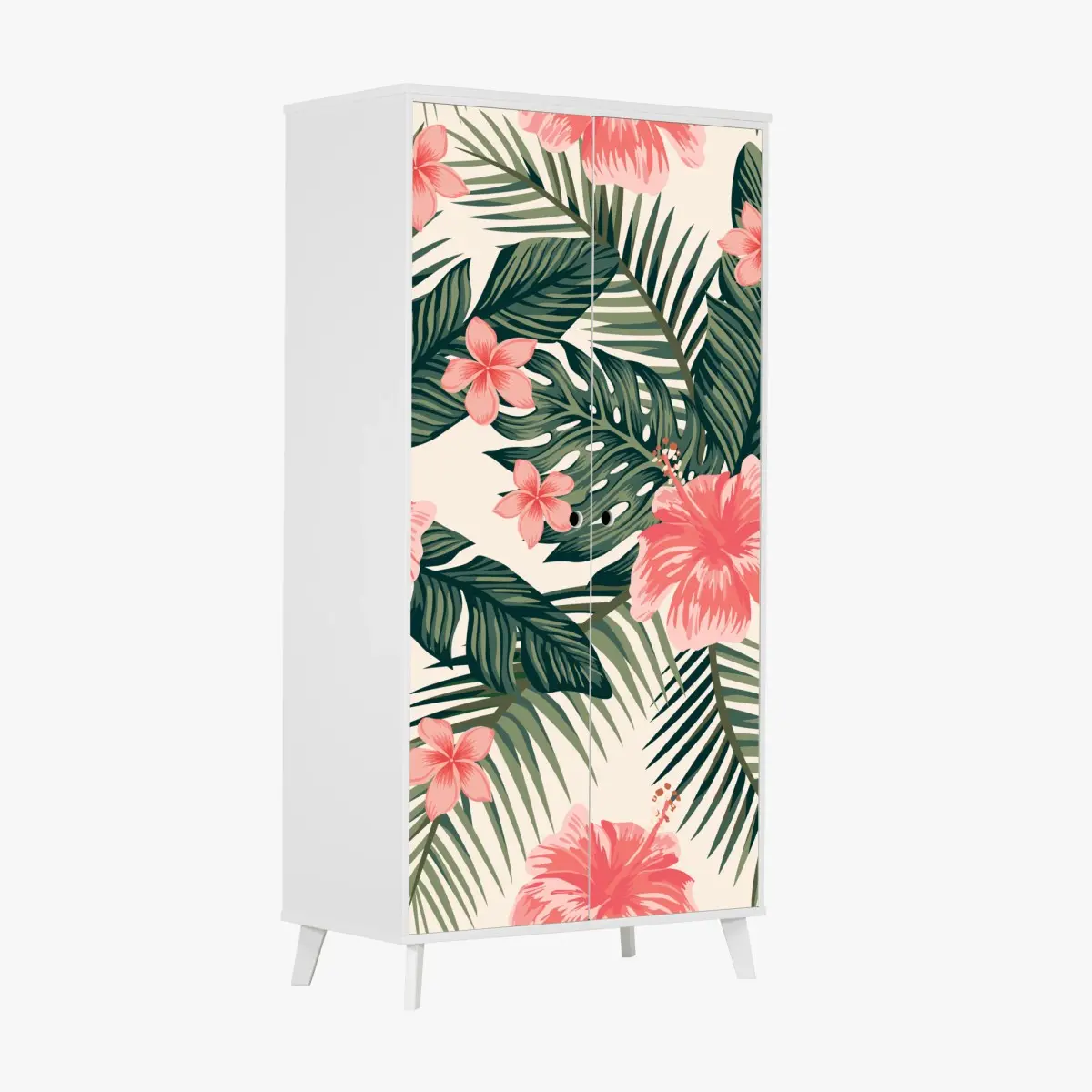 Wardrobe sticker tropical hibiscus floral pattern • Wallissimo® Wardrobe sticker tropical hibiscus floral pattern • Wallissimo®