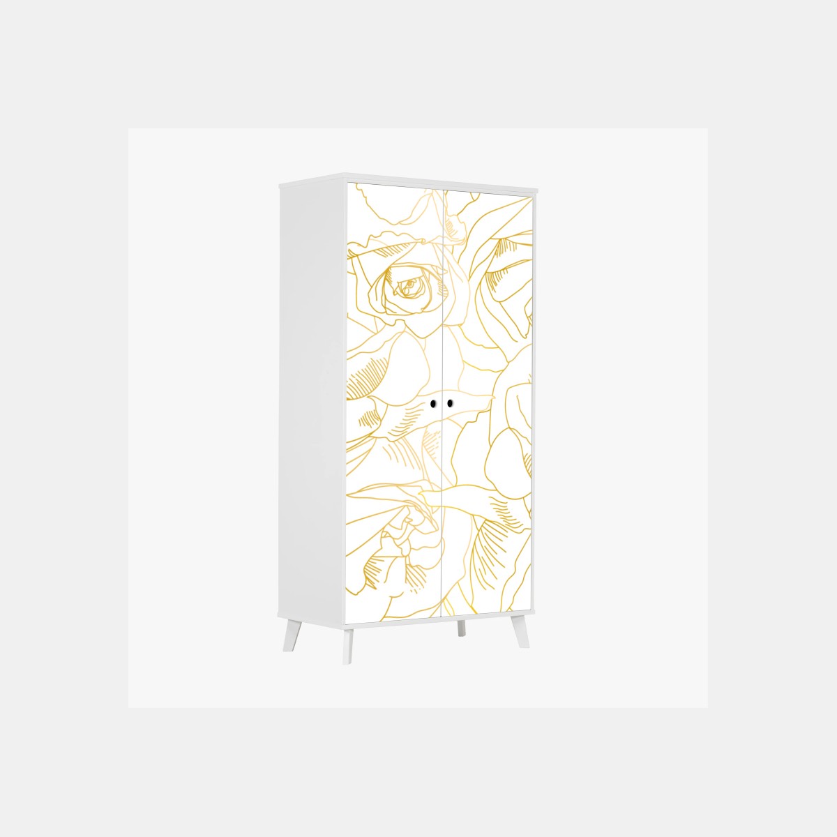 Wardrobe sticker delicate gold rose line art pattern • Wallissimo® Wardrobe sticker delicate gold rose line art pattern • Wallissimo®