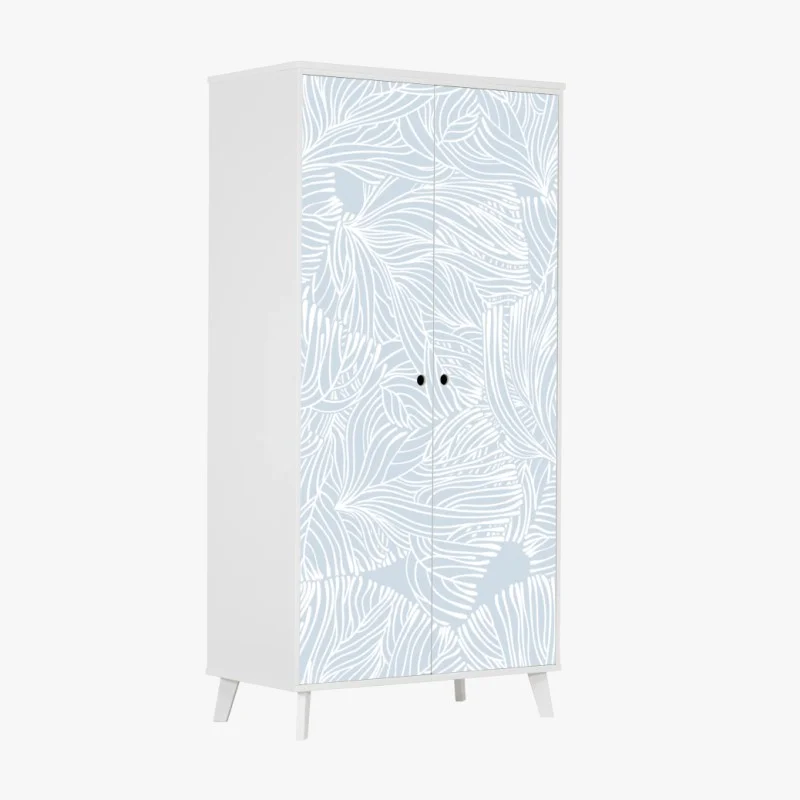 Wardrobe sticker soft blue botanical pattern
