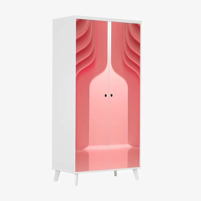 Wardrobe sticker coral pink curved archway abstract