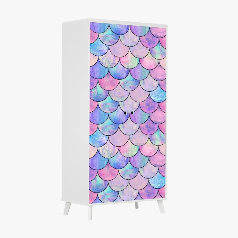 Wardrobe sticker pastel mermaid scales pattern