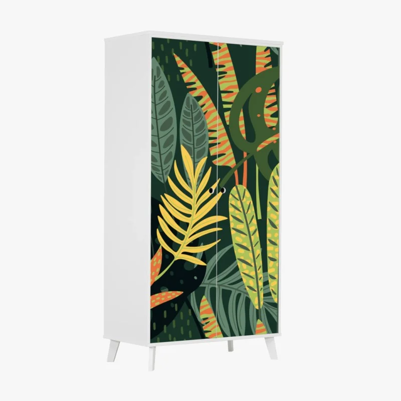 Wardrobe sticker vibrant tropical foliage pattern ⁕ Wallissimo® Wardrobe sticker vibrant tropical foliage pattern ⁕ Wallissimo®