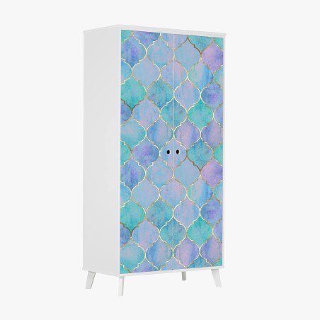 Wardrobe sticker pastel turquoise moroccan tile pattern • Wallissimo®