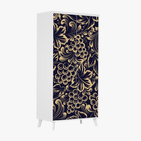 Wardrobe sticker elegant baroque grape pattern in gold • Wallissimo®
