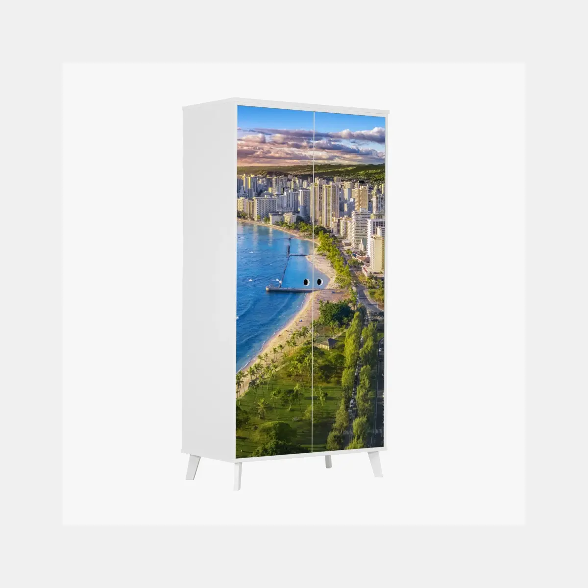 Wardrobe sticker coastal city skyline at sunset ⁕ Wallissimo® Wardrobe sticker coastal city skyline at sunset ⁕ Wallissimo®