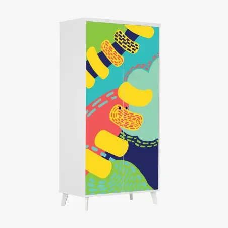 Wardrobe sticker vibrant abstract pattern art • Wallissimo®