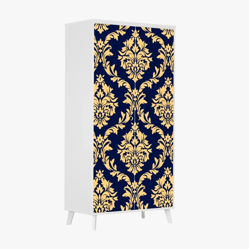 Wardrobe sticker elegant gold damask pattern on navy background
