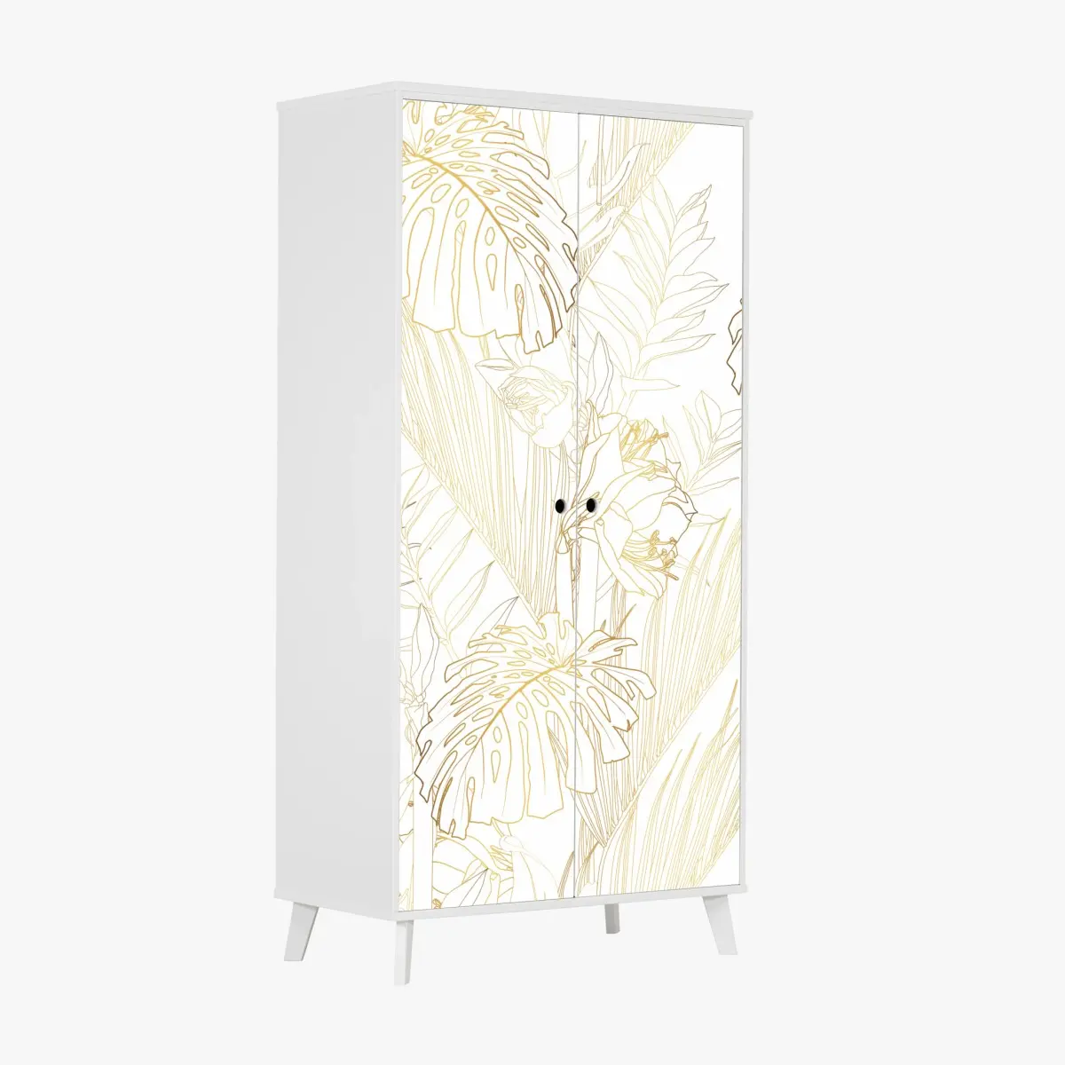 Wardrobe sticker golden tropical leaves pattern • Wallissimo® Wardrobe sticker golden tropical leaves pattern • Wallissimo®