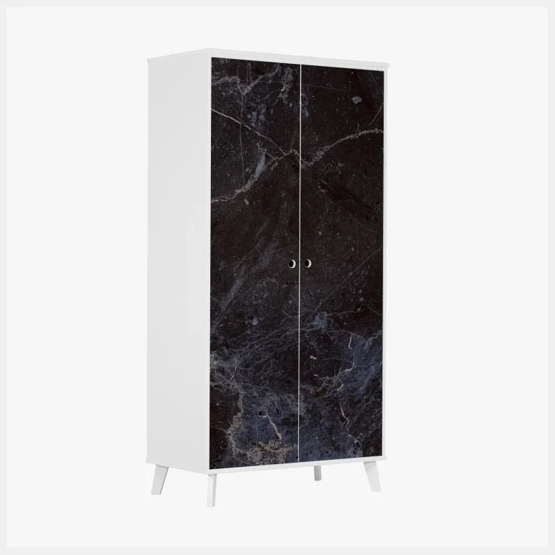 Wardrobe sticker dark marble texture with blue veins