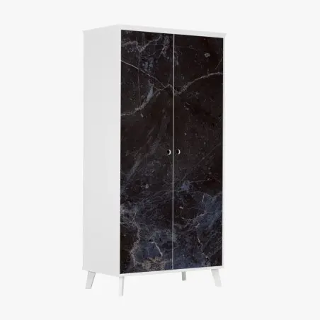 Wardrobe sticker dark marble texture with blue veins • Wallissimo®