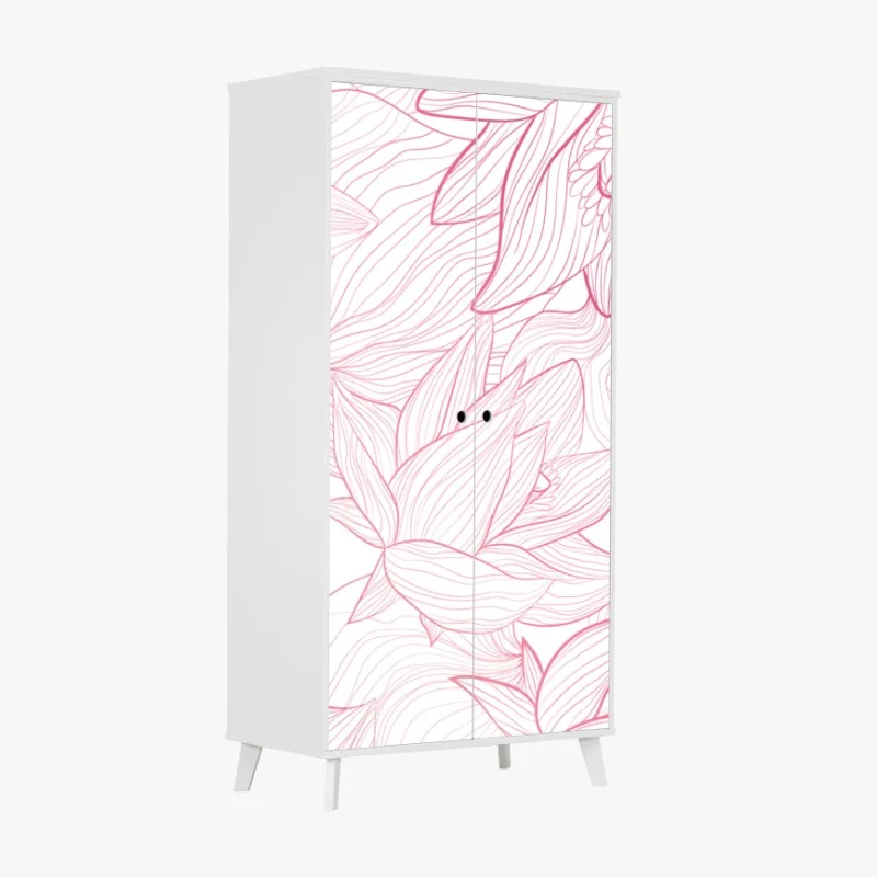 Wardrobe sticker blush pink floral line art