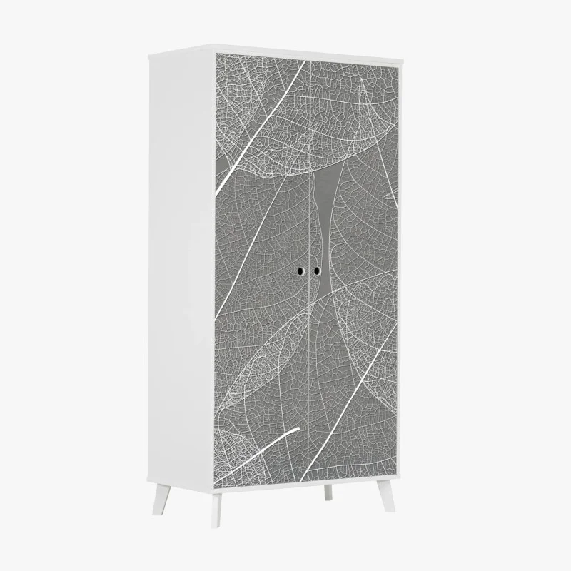 Wardrobe sticker delicate leaf vein pattern in gray