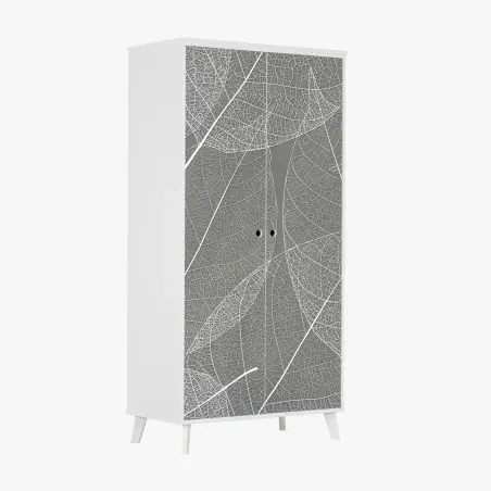 Wardrobe sticker delicate leaf vein pattern in gray • Wallissimo®
