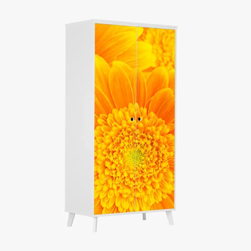 Wardrobe sticker vibrant orange gerbera bloom close-up