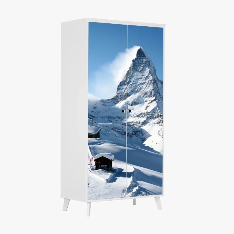 Wardrobe sticker majestic alpine mountain peak in winter