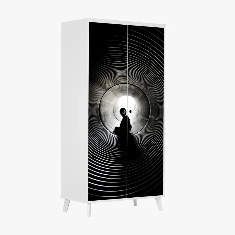 Wardrobe sticker silhouette in a spiral tunnel