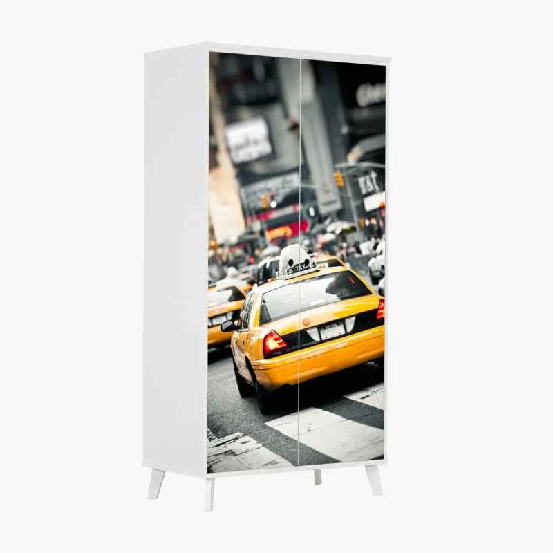 Wardrobe sticker yellow taxi city scene in New York
