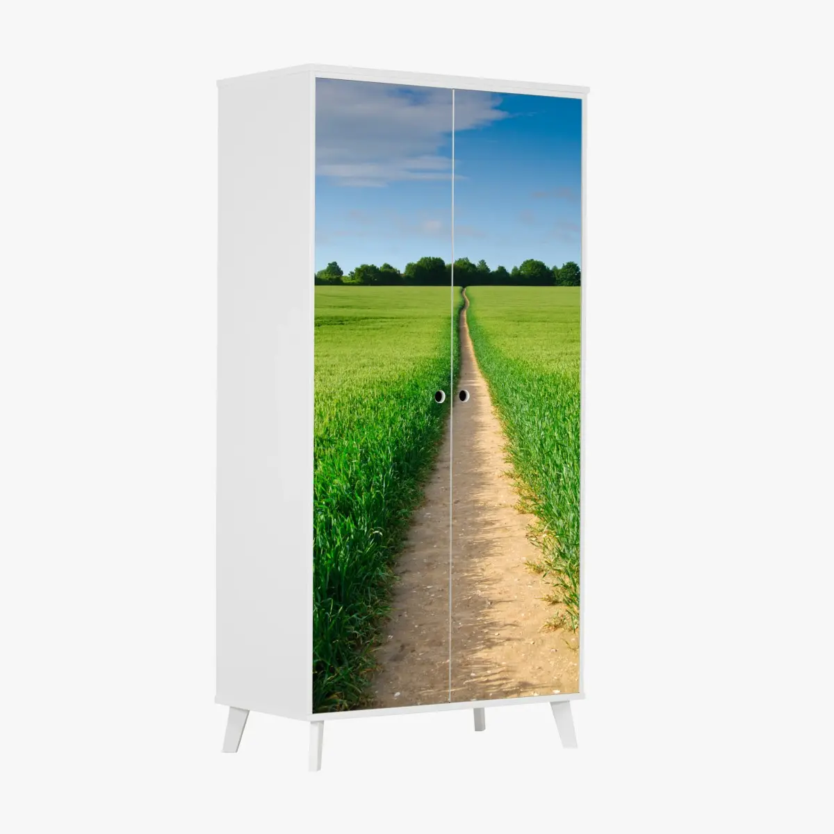 Wardrobe sticker sunlit path through green meadow • Wallissimo® Wardrobe sticker sunlit path through green meadow • Wallissimo®