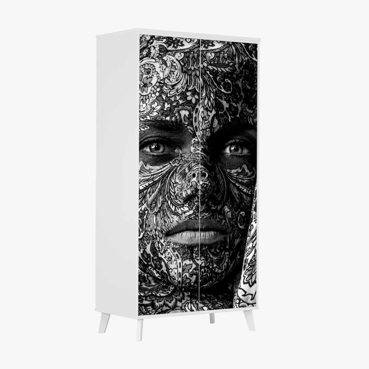 Wardrobe sticker ornamental portrait with floral patterns ⁕ Wallissimo® Wardrobe sticker ornamental portrait with floral patterns ⁕ Wallissimo®