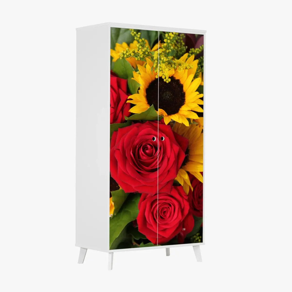 Wardrobe sticker red roses and sunflowers bouquet ⁕ Wallissimo® Wardrobe sticker red roses and sunflowers bouquet ⁕ Wallissimo®