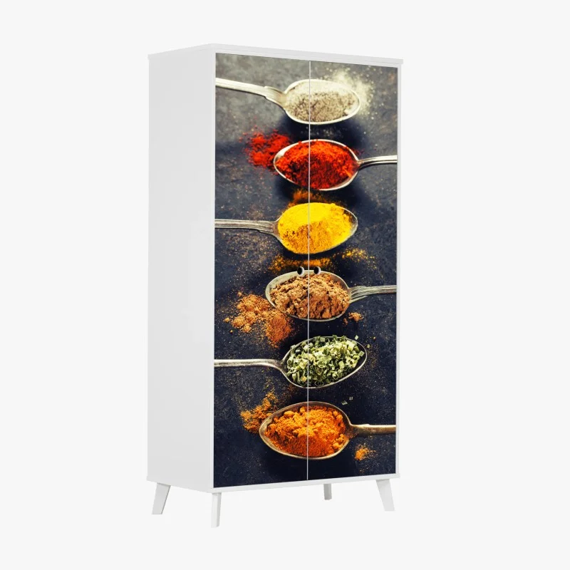 Wardrobe sticker colorful spice spoons arrangement