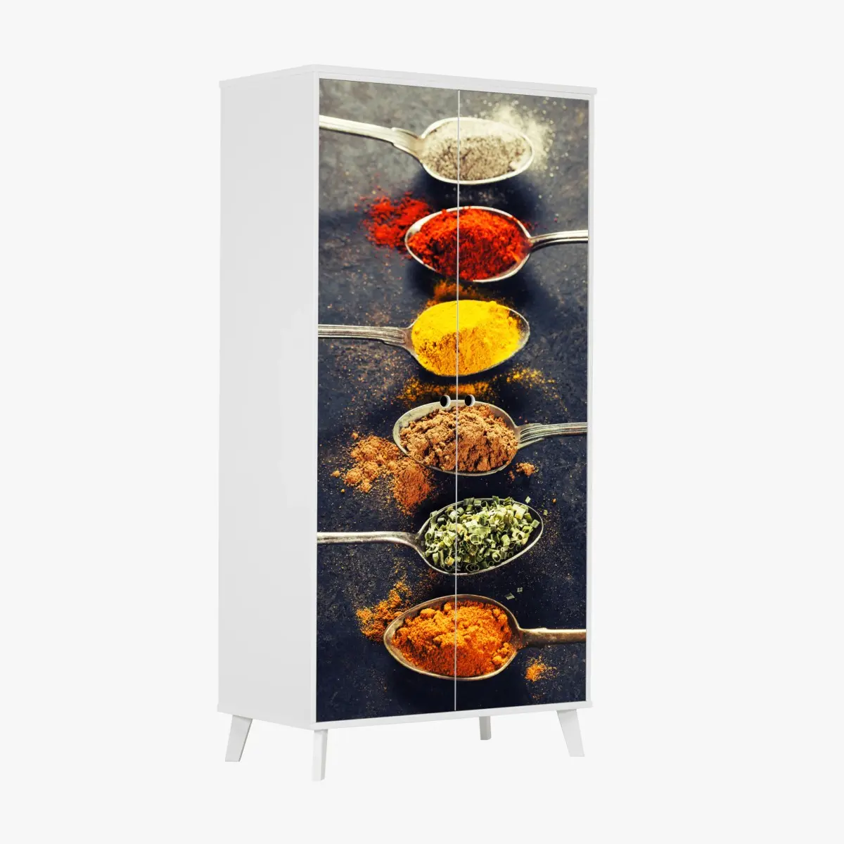 Wardrobe sticker colorful spice spoons arrangement ⁕ Wallissimo® Wardrobe sticker colorful spice spoons arrangement ⁕ Wallissimo®