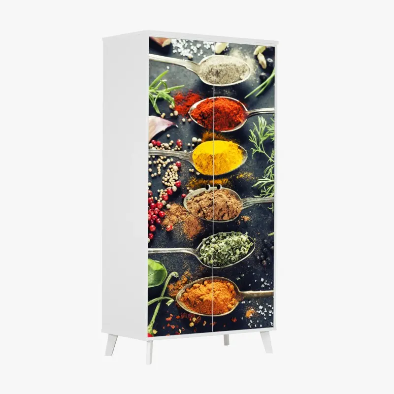 Wardrobe sticker vibrant spices and herbs composition