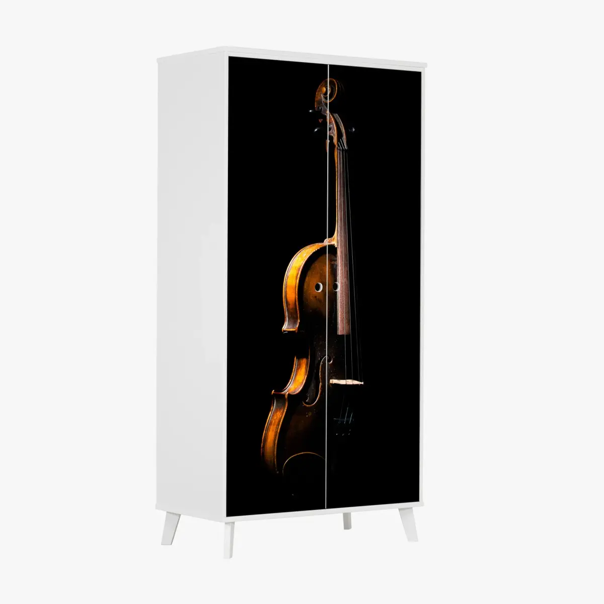 Wardrobe sticker elegant vintage violin on black background • Wallissimo® Wardrobe sticker elegant vintage violin on black background • Wallissimo®