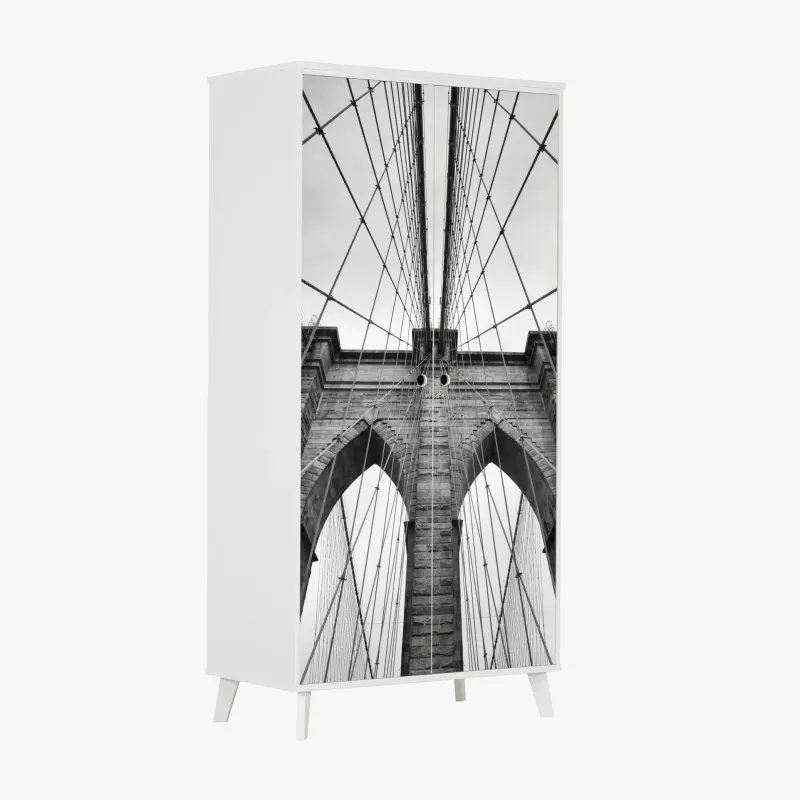 Wardrobe sticker Brooklyn Bridge perspective in monochrome