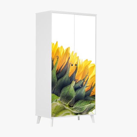 Wardrobe sticker sunflower corner on white background • Wallissimo®