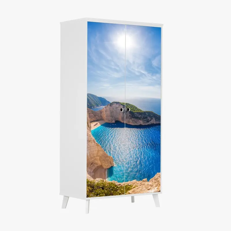 Wardrobe sticker sunlit cliffs at Navagio Beach, Zakynthos