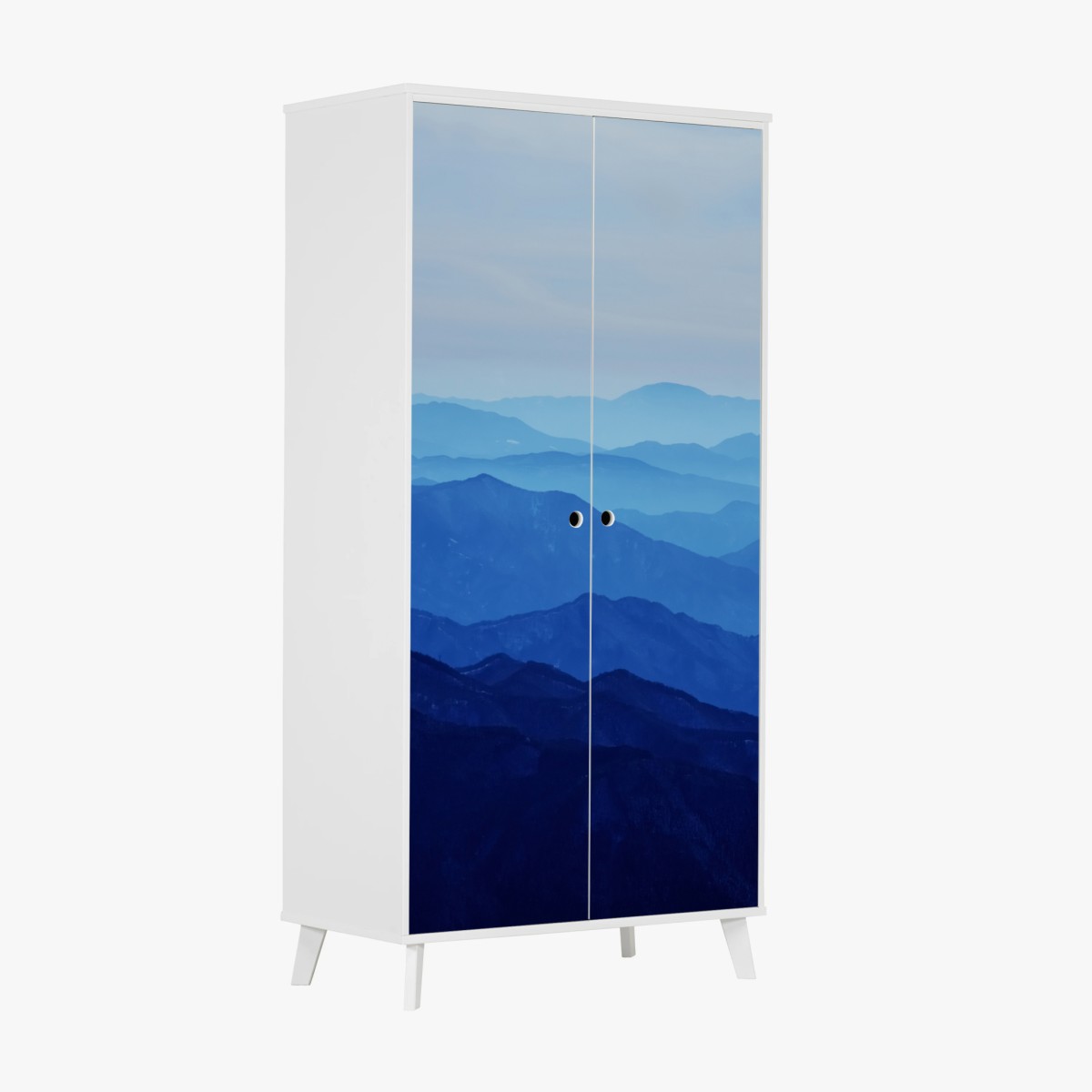Wardrobe sticker misty blue mountain layers • Wallissimo® Wardrobe sticker misty blue mountain layers • Wallissimo®