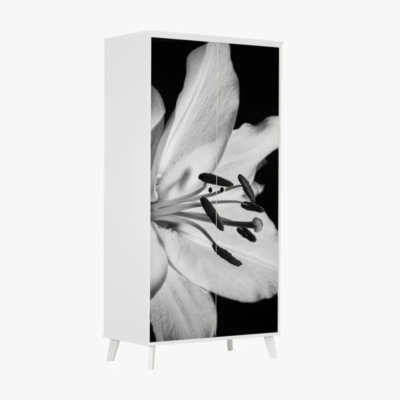 Wardrobe sticker monochrome lily close-up ⁕ Wallissimo® Wardrobe sticker monochrome lily close-up ⁕ Wallissimo®