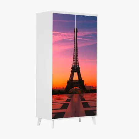 Wardrobe sticker sunrise over the Eiffel Tower • Wallissimo®