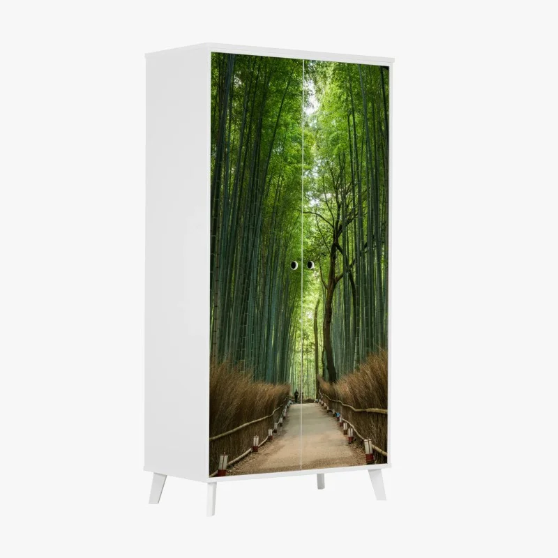 Wardrobe sticker serene bamboo grove pathway