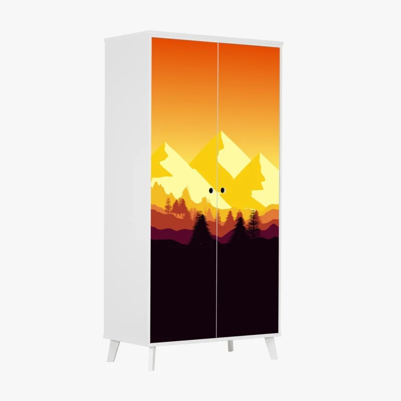 Wardrobe sticker golden sunset mountain landscape
