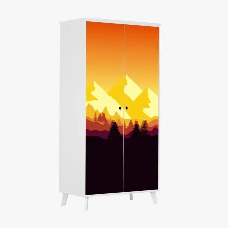 Wardrobe sticker golden sunset mountain landscape • Wallissimo®
