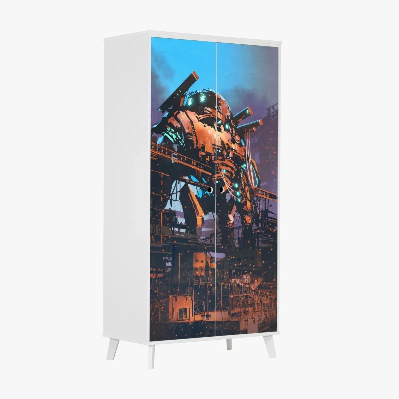 Wardrobe sticker giant mech in abandoned factory