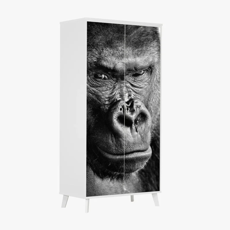 Wardrobe sticker intense gorilla portrait in black and white