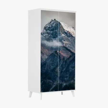 Wardrobe sticker dramatic alpine peak in mist • Wallissimo®