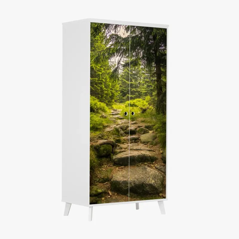 Wardrobe sticker serene forest path through evergreen woods