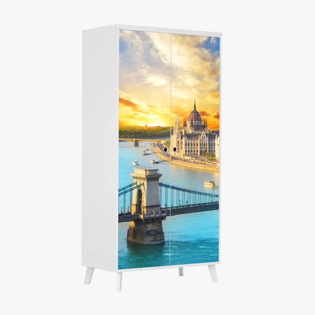 Wardrobe sticker sunset over Budapest skyline with Chain Bridge ⁕ Wallissimo® Wardrobe sticker sunset over Budapest skyline with Chain Bridge ⁕ Wallissimo®